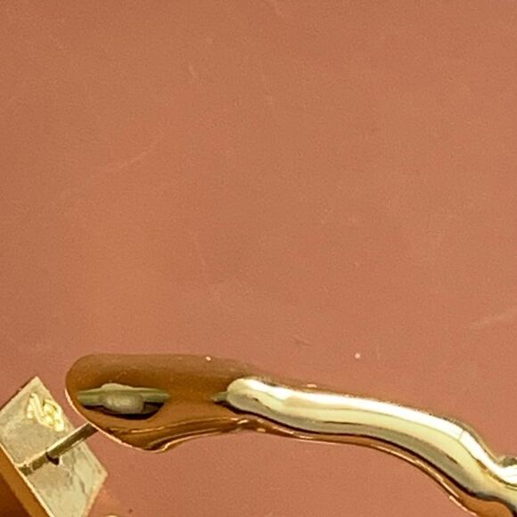 Alexis Bittar Pearl Capped Twisted Gold Molten Metal Open Hoop Post Earrings - Picture 8 of 9